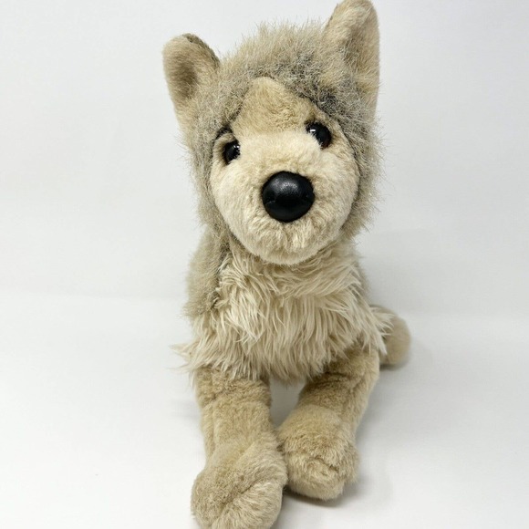 Douglas The Cuddle Toy Plush Wolf Dog Tyson 1836 Brown Brindle Puppy 15" Inches - Picture 2 of 10